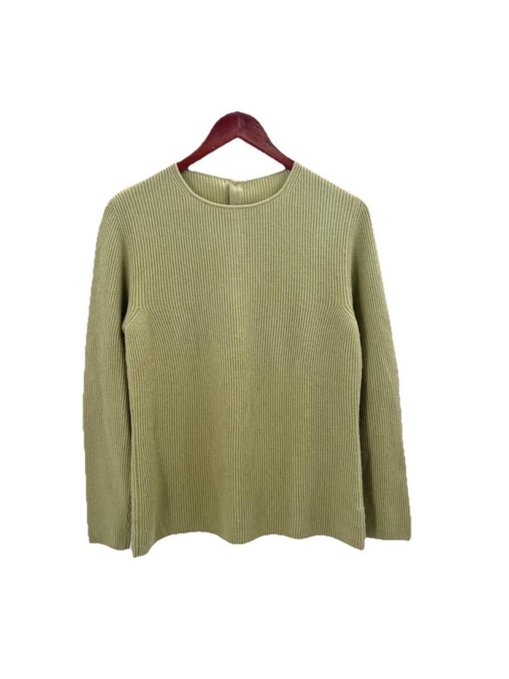 Vintage Salvatore Ferragamo Green Ribbed Cashmere Sweater Womens Medium